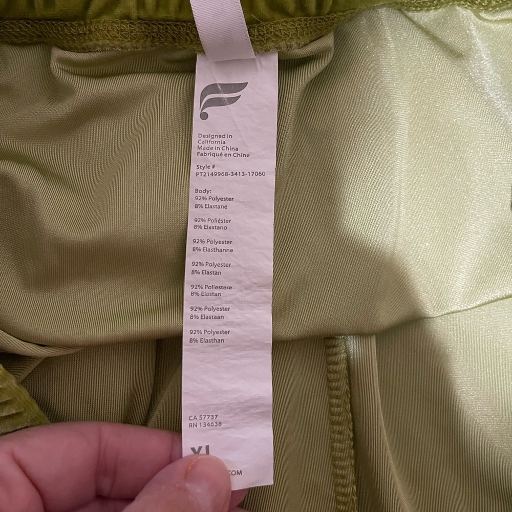 Women’s Fabletics lime green velour super soft drawstring jogger sweatpants XL - Picture 4 of 4